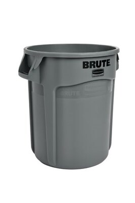 Rubbermaid Commercial Products Brute 44 gal. Grey Round Vented Wheeled Trash Can (2-Pack), Gray