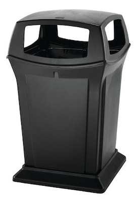 Rubbermaid Fire-Safe Ranger Outdoor Trash Can w/Lid, Black Resin