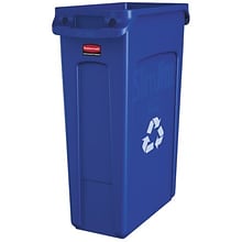 Rubbermaid Slim Jim Vented Recycling Container, 23 Gallons, Blue (FG354007BLUE)