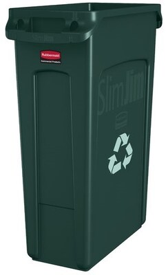 Rubbermaid Slim Jim Plastic Indoor Recycling Bin, 23 Gallon, Green (FG354007GRN)