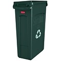 Rubbermaid Slim Jim Plastic Indoor Recycling Bin, 23 Gallon, Green (FG354007GRN)