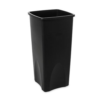 Rubbermaid Untouchable Plastic Square Wastebasket Trash Can, 23 Gallons, Black (FG356988BLA)