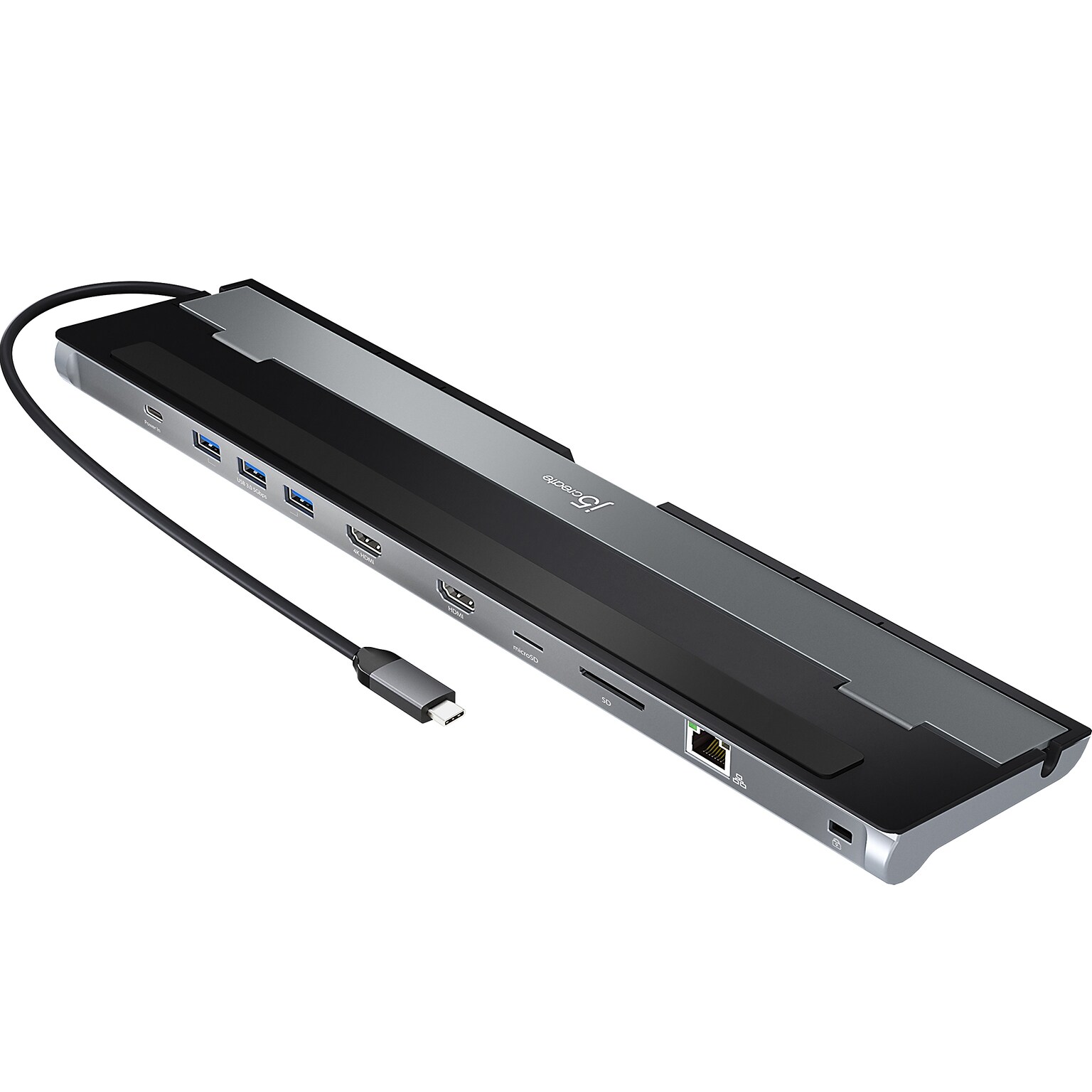 j5create Dual-Display Docking Station for USB-C Enabled Laptops, Black (JCD542)