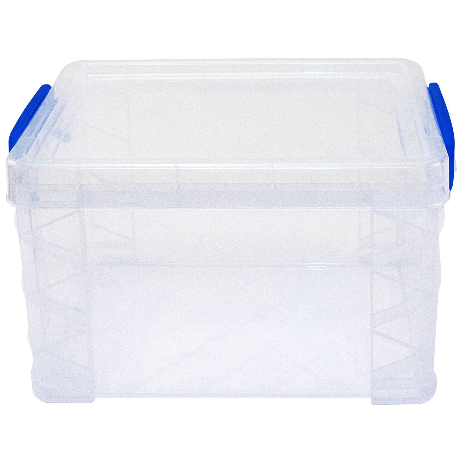 Advantus Super Stacker Lift Off Latch Lid Storage Box, Clear/Blue, Plastic (39230)