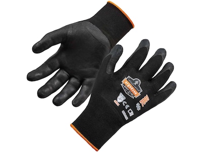 Ergodyne ProFlex 7001 Nitrile Coated Gloves, ANSI Level 3 Abrasion Resistance, Black, Large, 12 Pair