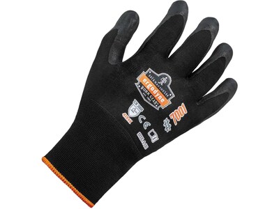 Ergodyne ProFlex 7001 Nitrile Coated Gloves, ANSI Level 3 Abrasion Resistance, Black, Large, 12 Pair