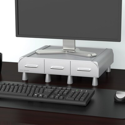 Mind Reader Perch PC, Laptop, IMAC Monitor Stand and Desk Organizer, Silver (MONSTA3D-SIL)