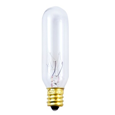 Bulbrite 15 Watt Dimmable Clear T6 Incandescent Light Bulbs with Candelabra (E12) Base, 2700K Warm White Light, 25/Pack(861057)