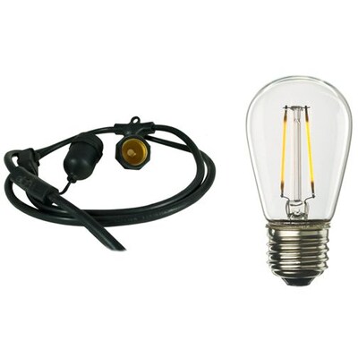 Bulbrite Dimmable String Light Kit in Black with 15 Sockets, 1 Pack - S14 2W Bulbs Included  (810075)