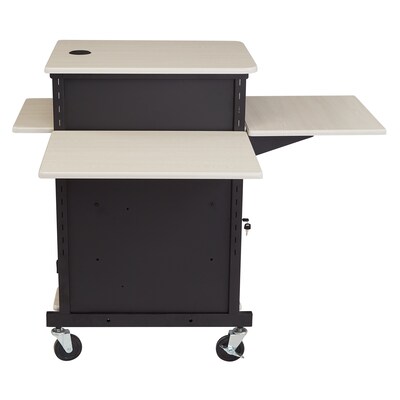 Oklahoma Sound PRC Series 3-Shelf Metal Mobile Presentation Cart with Lockable Wheels, Black (PRC450)