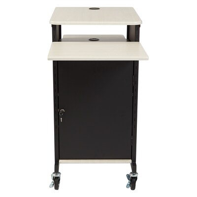 Oklahoma Sound PRC Series 3-Shelf Metal Mobile Presentation Cart with Lockable Wheels, Black (PRC400)