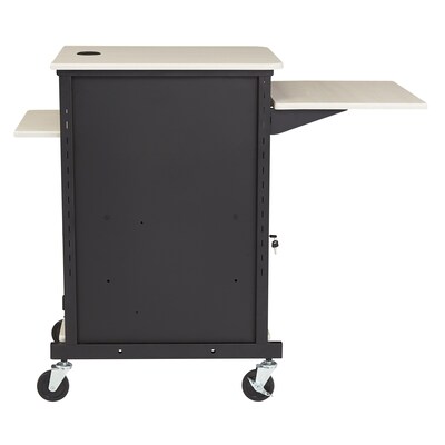 Oklahoma Sound PRC Series 3-Shelf Metal Mobile Presentation Cart with Lockable Wheels, Black (PRC400)