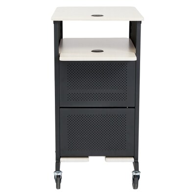 Oklahoma Sound PRC Series 3-Shelf Metal Mobile Presentation Cart with Lockable Wheels, Black (PRC400)