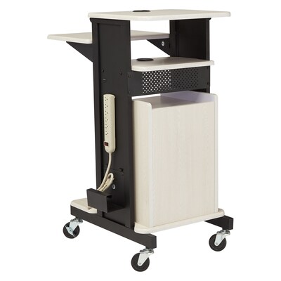 Oklahoma Sound PRC Series 3-Shelf Metal Mobile Presentation Cart with Lockable Wheels, Black (PRC250