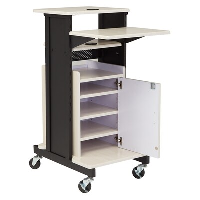 Oklahoma Sound PRC Series 3-Shelf Metal Mobile Presentation Cart with Lockable Wheels, Black (PRC250)