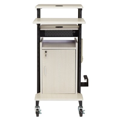 Oklahoma Sound PRC Series 3-Shelf Metal Mobile Presentation Cart with Lockable Wheels, Black (PRC250)