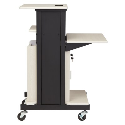 Oklahoma Sound PRC Series 3-Shelf Metal Mobile Presentation Cart with Lockable Wheels, Black (PRC250)