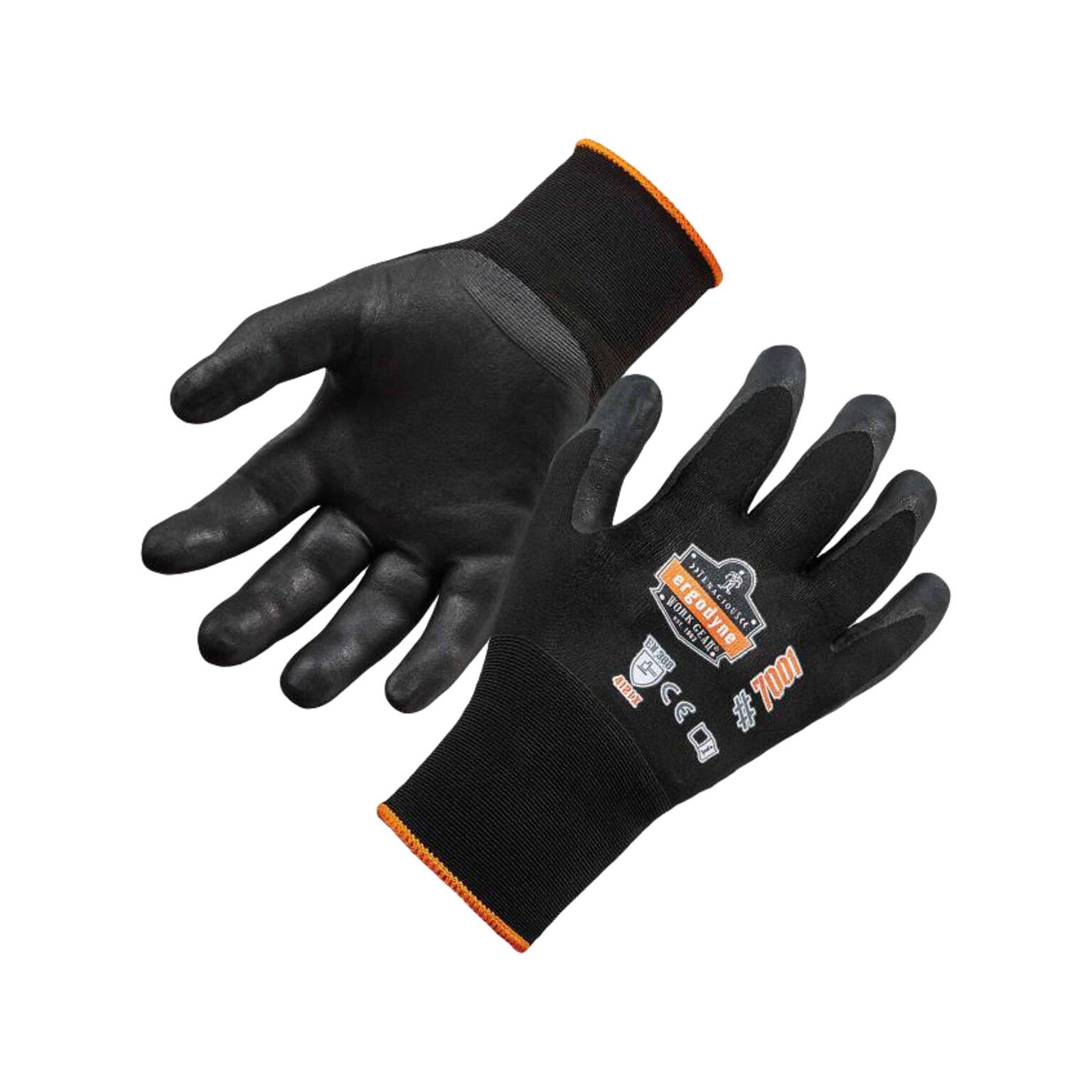 Ergodyne ProFlex 7001 Nitrile Coated Gloves, ANSI Level 3 Abrasion Resistance, Black, XXL, 12 Pairs (17956)