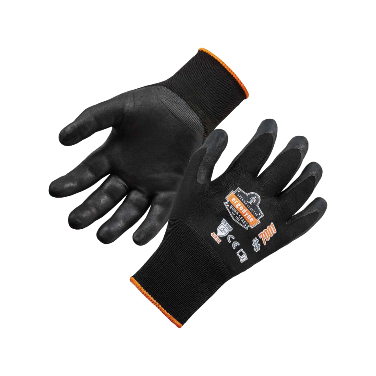 Ergodyne ProFlex 7001 Nitrile Coated Gloves, ANSI Level 3 Abrasion Resistance, Black, Medium, 12 Pairs (17953)