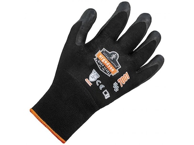 Ergodyne ProFlex 7001 Nitrile Coated Gloves, ANSI Level 3 Abrasion Resistance, Black, Medium, 12 Pai