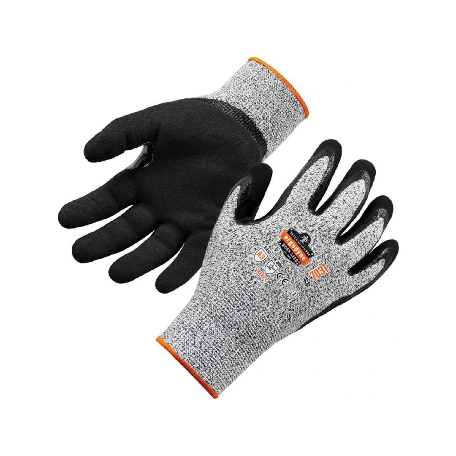 Ergodyne ProFlex 7031 Nitrile Coated Cut-Resistant Gloves, ANSI A3, Gray, Small, 12 Pairs (17982)