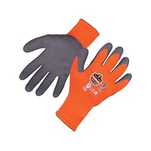 Ergodyne ProFlex 7401 Winter Work Gloves, Fleece Lined, Latex Coated Palm, Orange, Medium, 12 Pairs