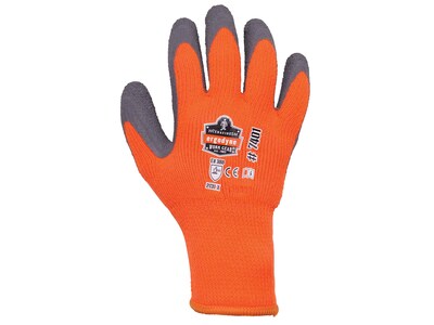 Ergodyne ProFlex 7401 Winter Work Gloves, Fleece Lined, Latex Coated Palm, 13 Gauge, A5 Cut Level, Orange, XL, 12/Pack