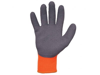 Ergodyne ProFlex 7401 Winter Work Gloves, Fleece Lined, Latex Coated Palm, 13 Gauge, A5 Cut Level, Orange, XL, 12/Pack