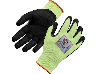 Ergodyne ProFlex 7041 Hi-Vis Nitrile-Coated Cut-Resistant Gloves, ANSI A4, Wet Grip, Lime, Medium, 1