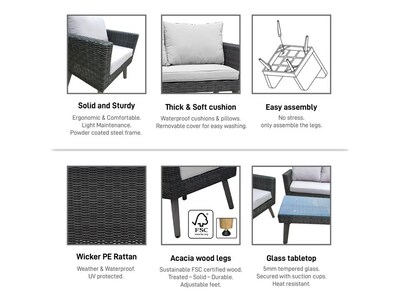 DUKAP KOTKA 4-Piece Sofa Seating Set with Cushions, Dark Gray/Light Gray (O-DK-P01-AB)