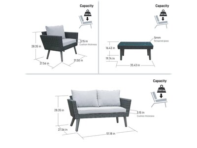 DUKAP KOTKA 4-Piece Sofa Seating Set with Cushions, Dark Gray/Light Gray (O-DK-P01-AB)
