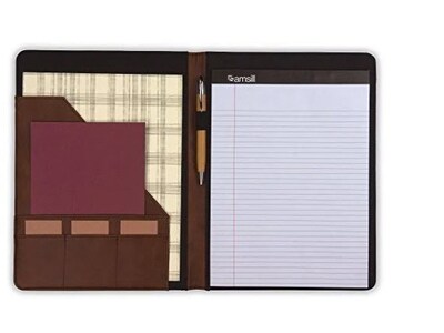 Samsill Faux Leather Padfolio/Notepad, Tan/Brown (71656)