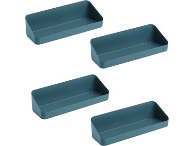 Poppin 1-Shelf Plastic Mounted, 12.5, Slate Blue, 4/Pack (108516)