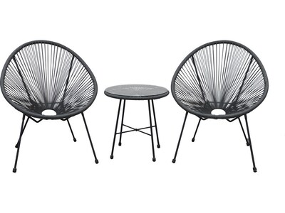 DUKAP Sassio Chairs and Table Seating Set Without Cushions, 3-Piece, Gray (O-DK-6967-GRE)