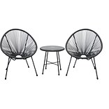 DUKAP Sassio Chairs and Table Seating Set Without Cushions, 3-Piece, Gray (O-DK-6967-GRE)