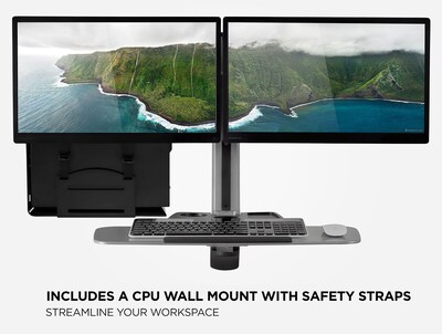 Mount-It! Sit Stand Wall Mount Workstation, Articulating Standing Desk for Dual Monitors, Floating Keyboard Tray (MI-7906)