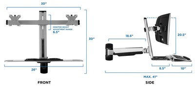 Mount-It! Sit Stand Wall Mount Workstation, Articulating Standing Desk for Dual Monitors, Floating Keyboard Tray (MI-7906)