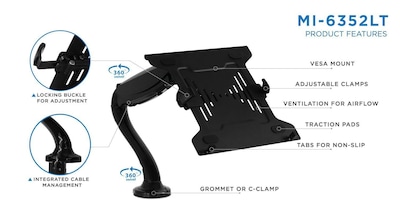 Mount-It! Full Motion Laptop Holder With Spring Arm (MI-6352LT)
