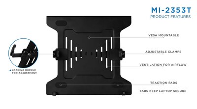 Mount-It! VESA Laptop Mount Tray Holds Up To 17" Laptops - Tray Only, Black (MI-2352T)