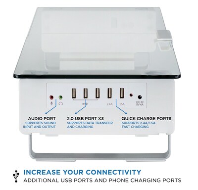 Mount-lt! Monitor Riser, Up to 32", White (MI-7266)