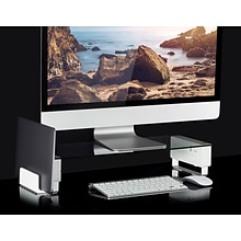 Mount-It! Tempered Glass Height Adjustable Monitor Riser With 3 USB Ports, Up to 32,  (MI-7265)