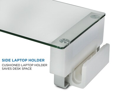 Mount-It! Tempered Glass Height Adjustable Monitor Riser With 3 USB Ports, Up to 32",  (MI-7265)