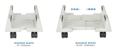 Mount-It! Adjustable CPU Holder Cart with Four Wheels, White (MI-7151)