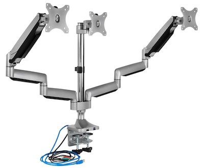Mount-It! Height Adjustable Triple Monitor Mount Arms with USB Port for 24 to 32 Displays (MI-2753