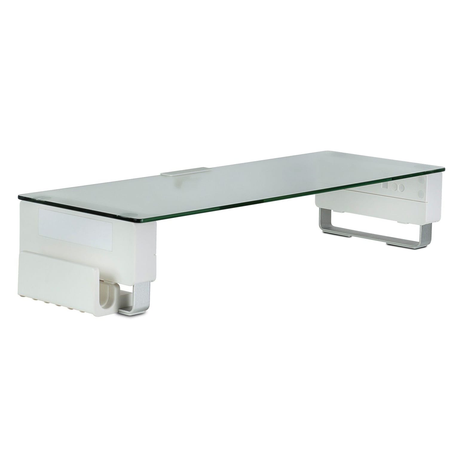 Mount-It! Glass Computer Monitor Stand with Brushed Aluminum Legs, 66 lbs. Capacity (MI-7264)