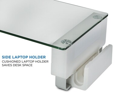 Mount-It! Glass Computer Monitor Stand with Brushed Aluminum Legs, 66 lbs. Capacity (MI-7264)