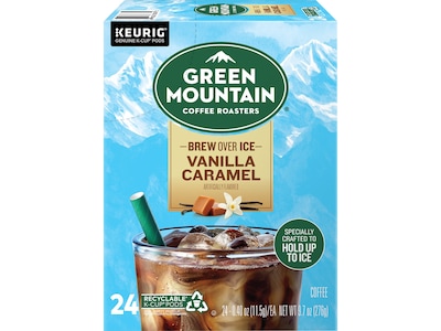 Green Mountain Brew-Over-Ice Vanilla Caramel Iced Coffee, 0.4 oz. Keurig® K-Cup® Pods, 24/Box (39028