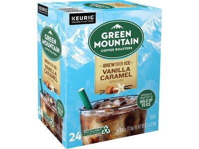 Green Mountain Brew-Over-Ice Vanilla Caramel Iced Coffee, 0.4 oz. Keurig® K-Cup® Pods, 96/Box (390283CT)