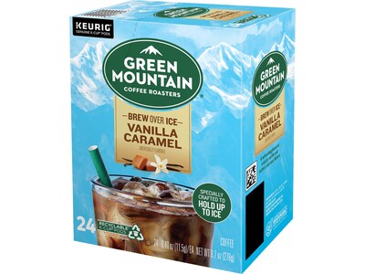 Green Mountain Brew-Over-Ice Vanilla Caramel Iced Coffee, 0.4 oz. Keurig® K-Cup® Pods, 96/Box (390283CT)