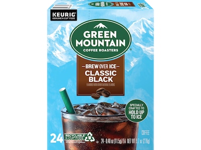 Green Mountain Brew-Over-Ice Classic Black Iced Coffee, Dark Roast, 0.40 oz. Keurig® K-Cup® Pods, 96